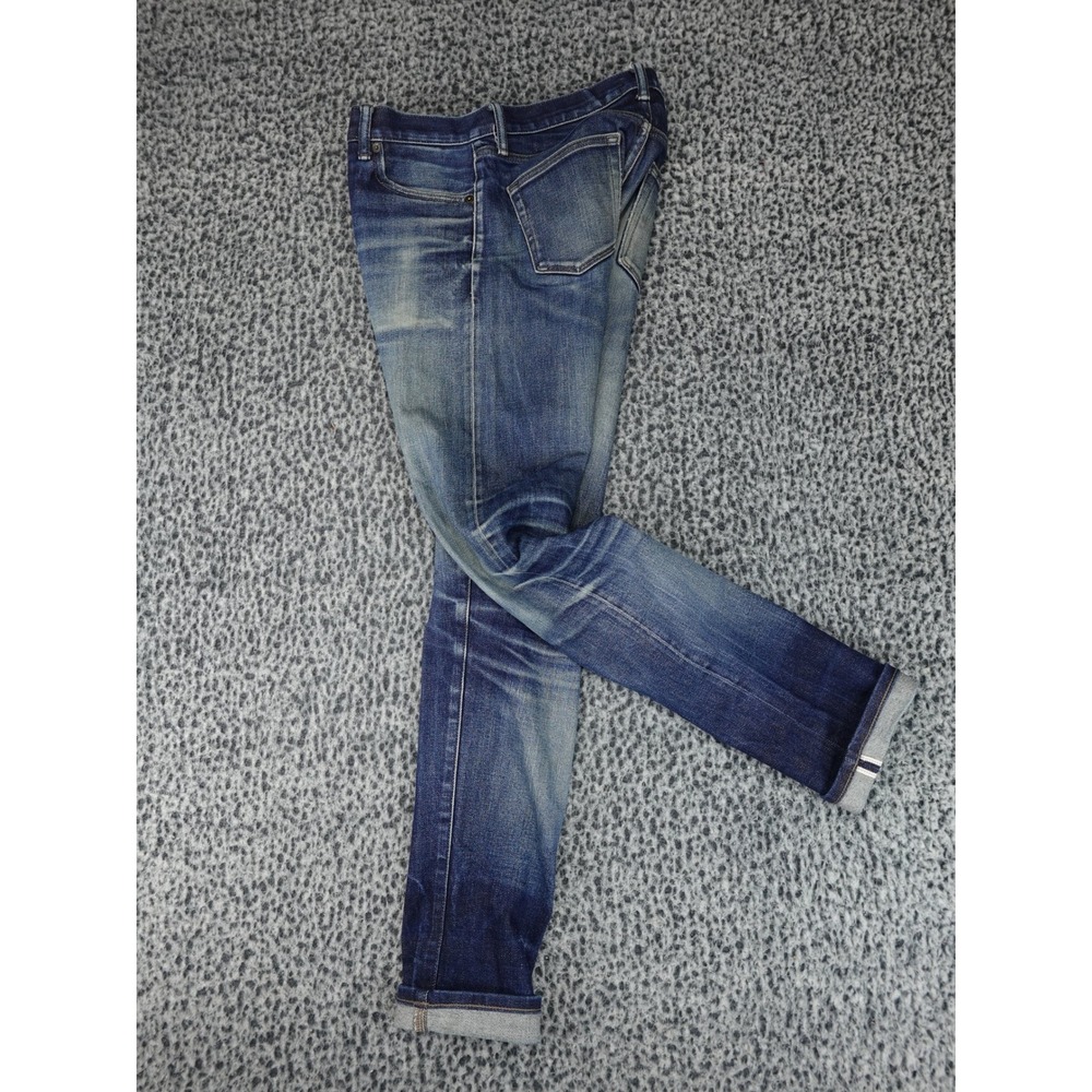 Uniqlo Kaihara Selvedge Jeans Mens 30x34 Blue Slim Fit Heavy Fade 321-447649